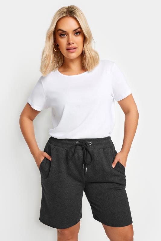  Grande Taille YOURS Curve Charcoal Grey Elasticated Jogger Shorts
