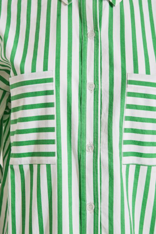 LTS Tall Apple Green Stripe Oversized Cotton Shirt 5