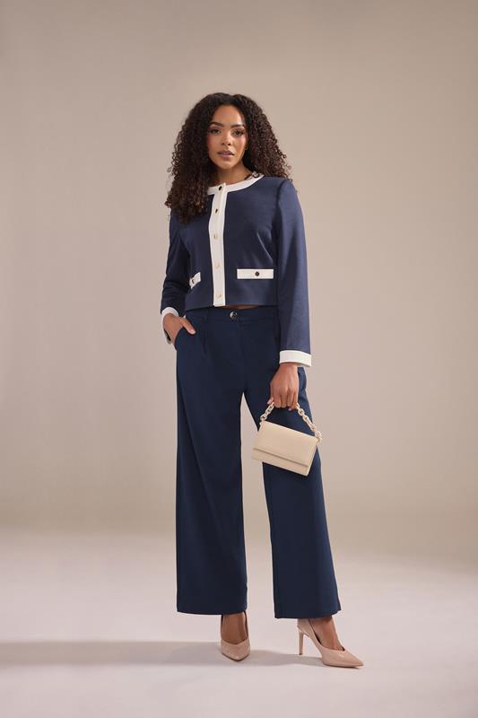  M&Co Veste color-block bleu marine en bouclé 
