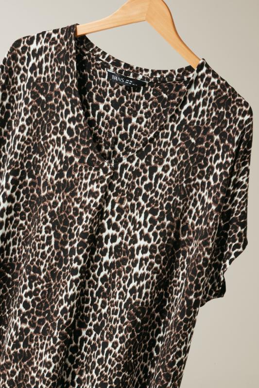 EVANS Plus Size Brown Leopard Print Swing Top 7