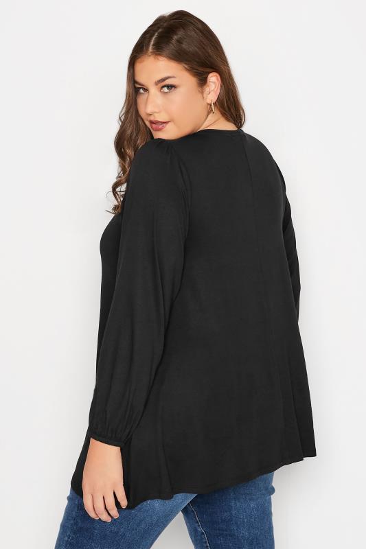 Plus Size Black Long Sleeve Swing Top | Yours Clothing 3