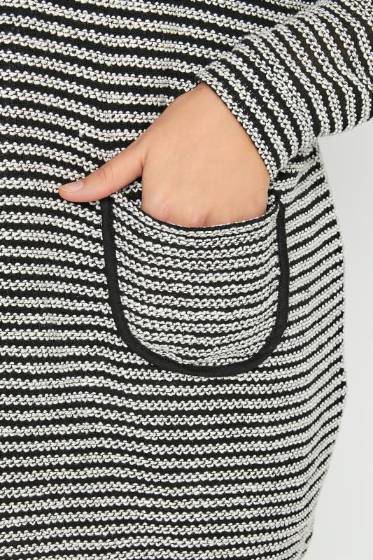 Black Stripe Pocket Detail Knitted Cardigan_D.jpg