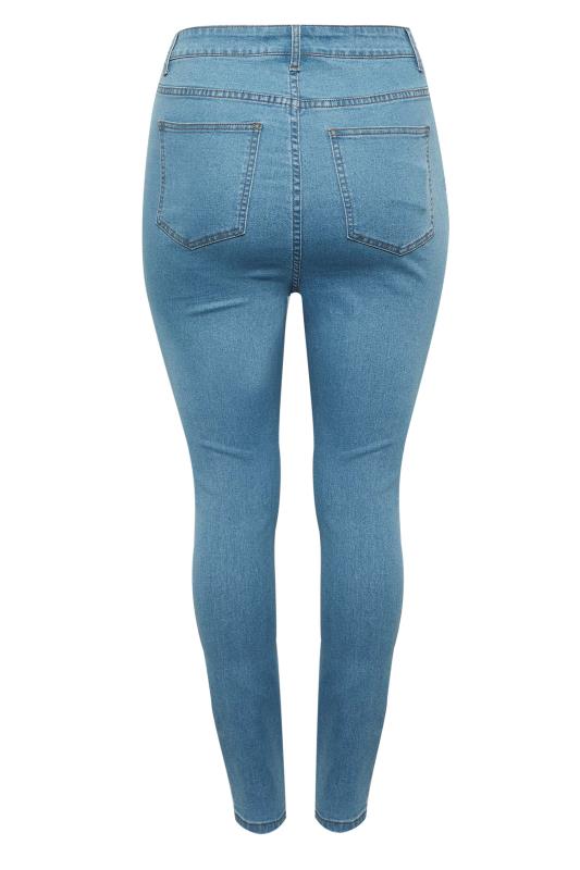 Plus Size Bleach Blue Ripped Skinny Stretch AVA Jeans | Yours Clothing 8