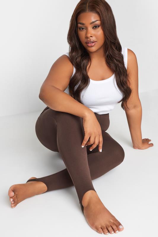 YOURS Plus Size Brown Stirrup Leggings | Yours Clothing 5