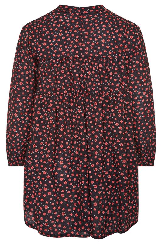 YOURS LONDON Curve Black Ditsy Floral Smock Tunic_BK.jpg