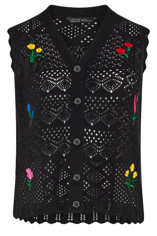 LIMITED COLLECTION Curve Black Floral Embroidered Knitted Waistcoat