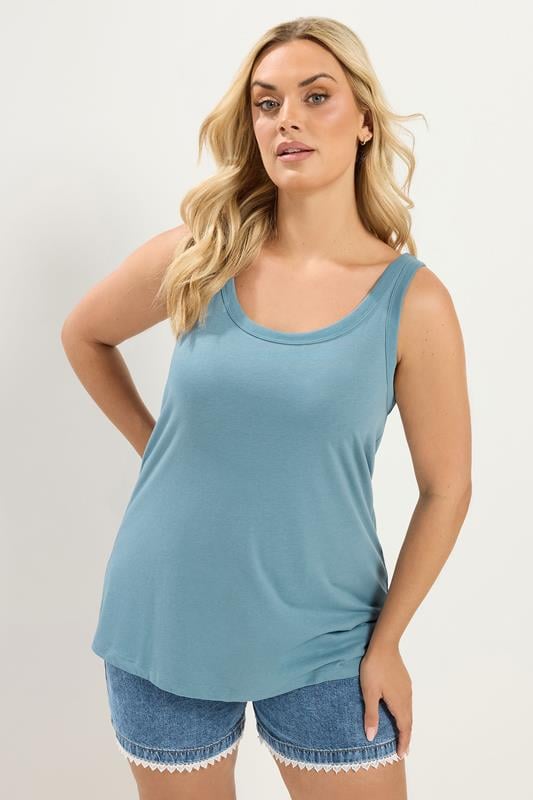  YOURS Curve Light Blue Core Basic Vest Top