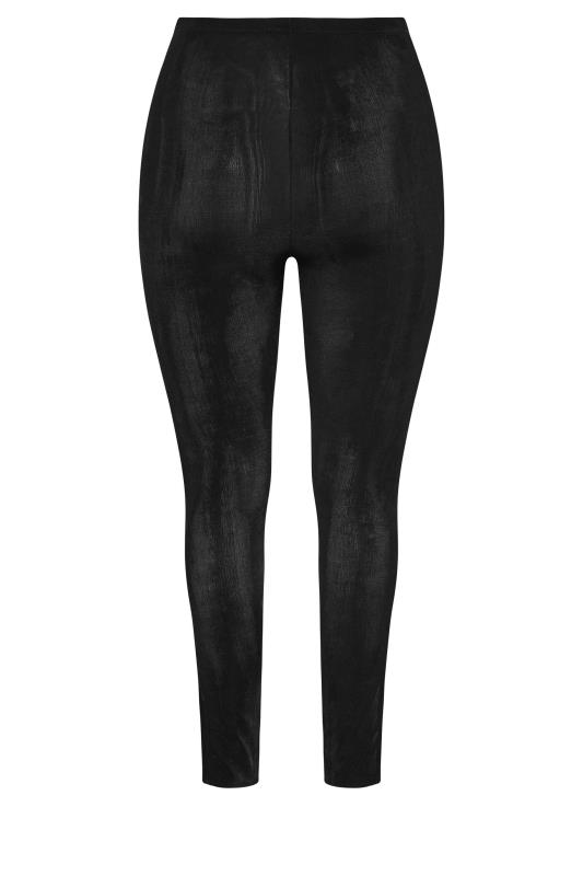 Plus Size Black Slinky Split Hem Leggings | Yours Clothing 5