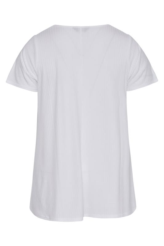 Plus Size White Ribbed Swing Top | Yours Clothing 6