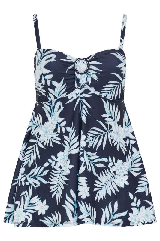 YOURS Plus Size Blue Floral Print Tummy Control Swim Dress | Yours Clothing 7