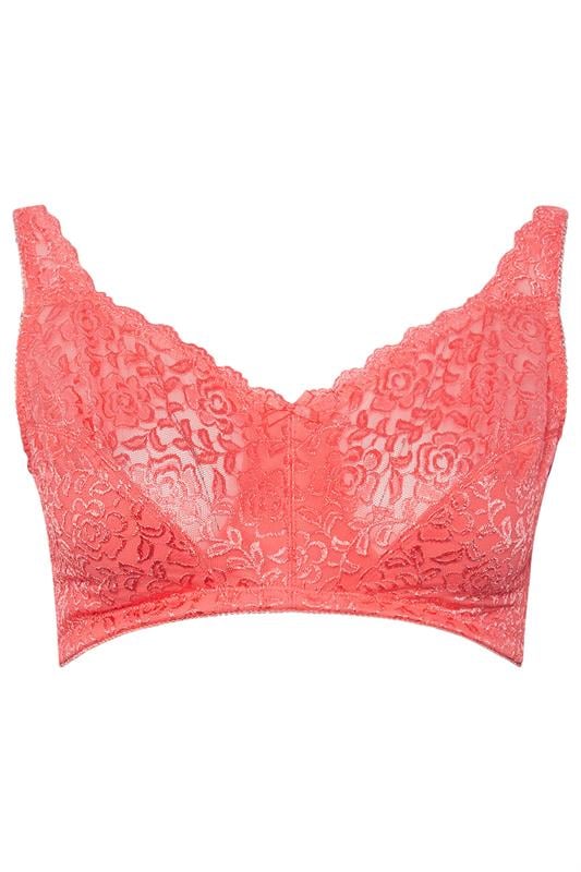 YOURS Plus Size Pink Hi Shine Lace Non-Padded Non-Wired Full Cup Bra | Yours Clothing 5