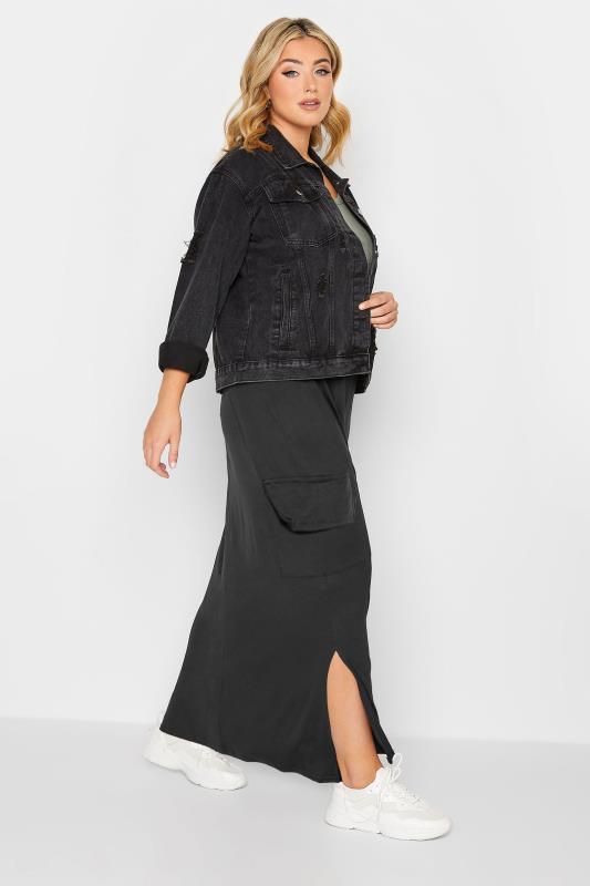 YOURS Curve Plus Size Black Maxi Cargo Skirt | Yours Clothing  2