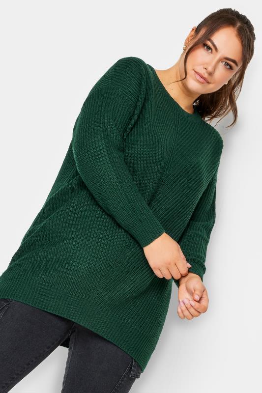  Grande Taille YOURS Curve Forest Green Essential Knitted Jumper