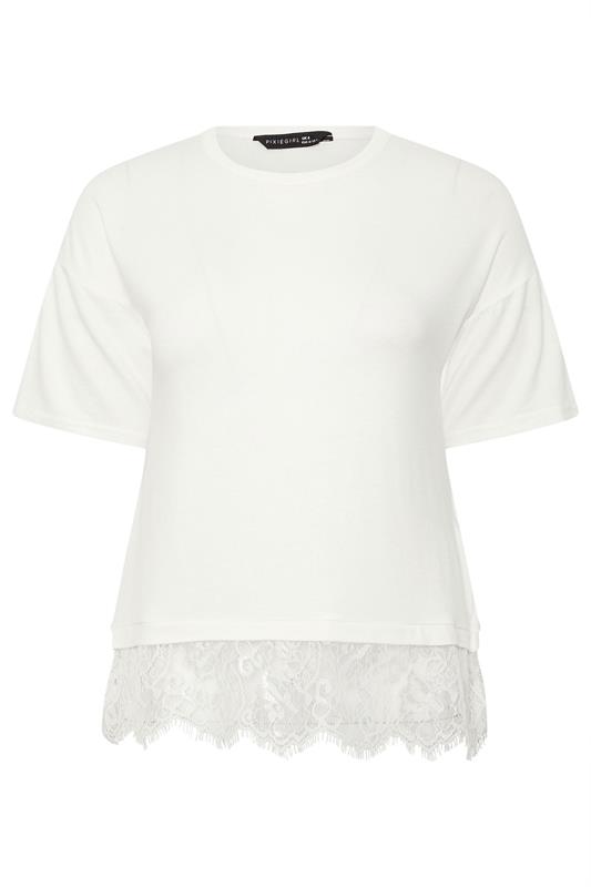 PixieGirl Petite White Lace Hem T-Shirt | PixieGirl 6