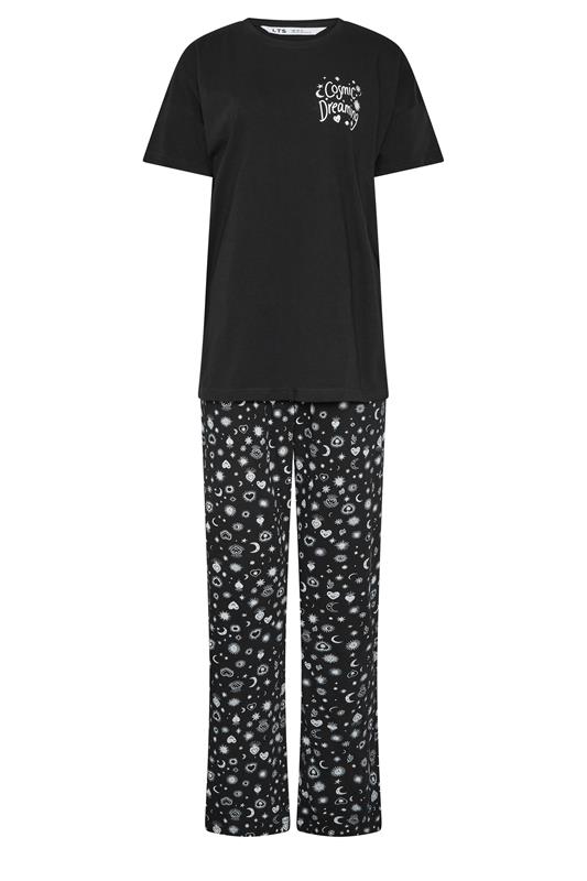 LTS Tall Women's Black 'Cosmic Dreaming' Slogan Cotton Wide Leg Pyjama Set | Long Tall Sally 5
