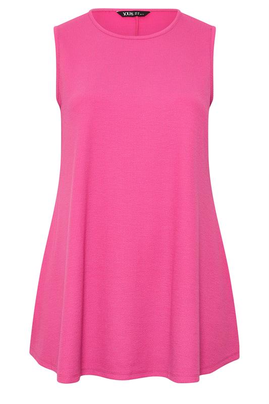 YOURS Plus Size Pink Soft Touch Ribbed Swing Top | Yours Clothing 5