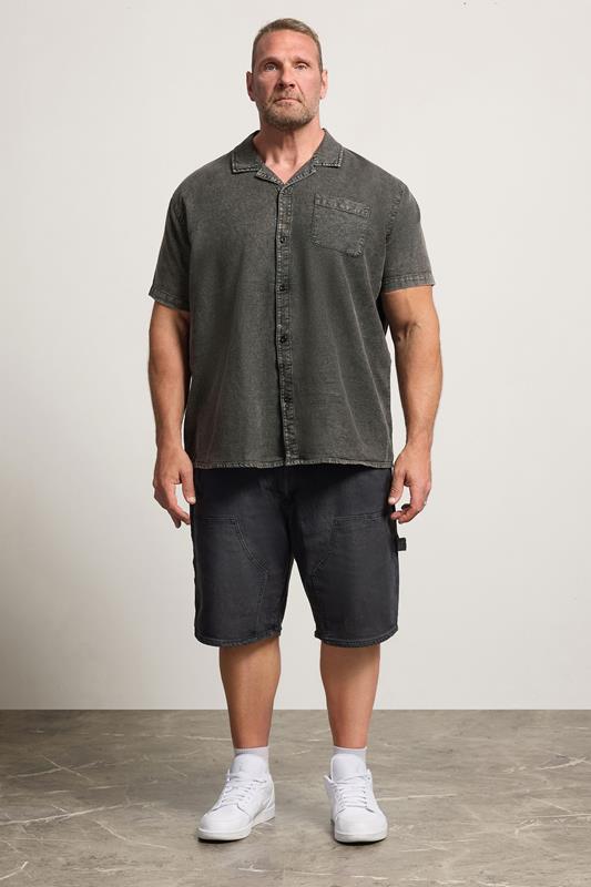 BadRhino Big & Tall Grey Acid Wash Cotton Shirt | BadRhino 2