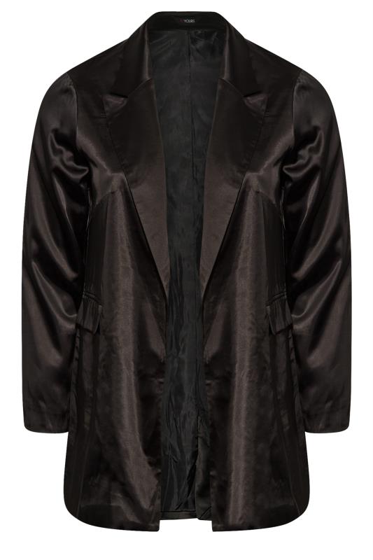 Plus Size Black Satin Blazer | Yours Clothing 6