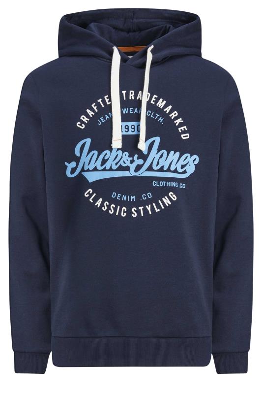 JACK & JONES Big & Tall Blue Circular Logo Sweat Hoodie | BadRhino 2