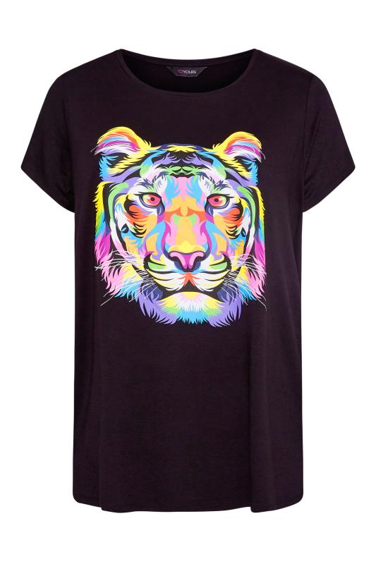 Plus Size Black Tiger Graphic Print T-Shirt | Yours Clothing  6