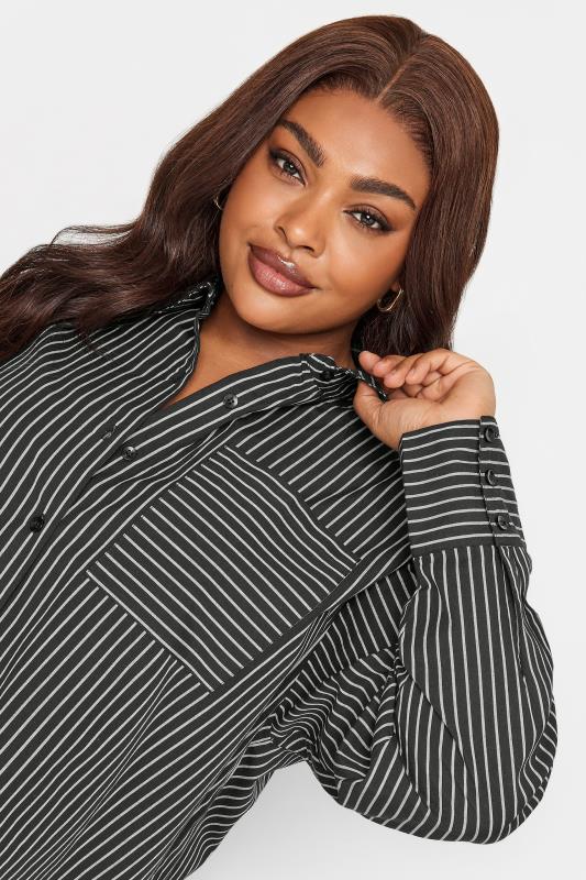 LIMITED COLLECTION Plus Size Black & White Striped Shirt | Yours Clothing 5