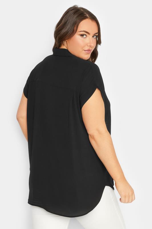 YOURS Curve Plus Size Black Collared Shirt | Yours Clothing  3