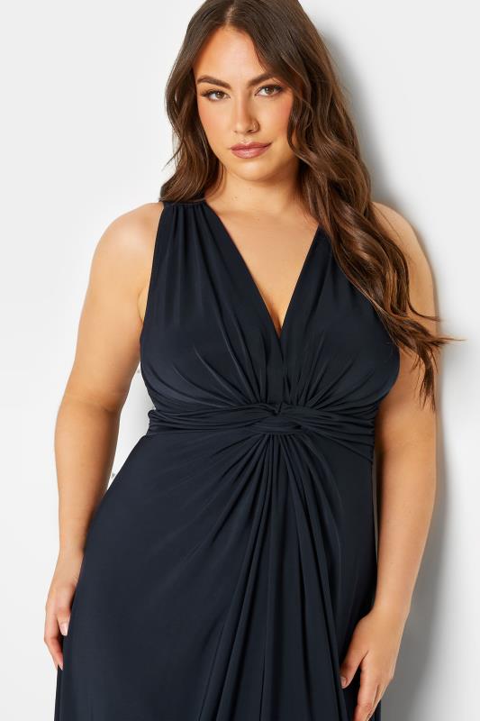 YOURS LONDON Plus Size Navy Blue Knot Front Maxi Dress | Yours Clothing  4