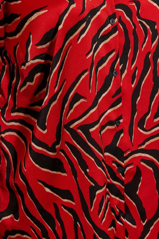 YOURS LONDON Plus Size Red Zebra Print Satin Shirt | Yours Clothing 5