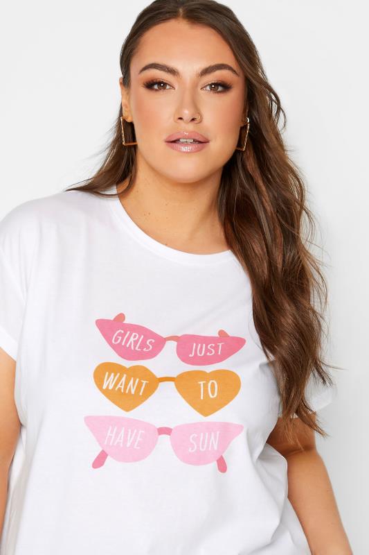 LIMITED COLLECTION Plus Size White 'Girls Want Sun' Slogan Print T-Shirt | Yours Clothing 4