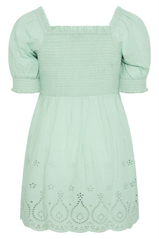 Curve Sage Green Shirred Broderie Anglaise Top_BK.jpg