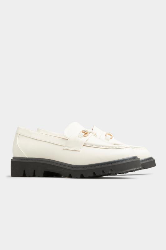 LIMITED COLLECTION Plus Size Cream Chunky Saddle Loafers In Extra Wide EEE Fit | Yours Clothing 4