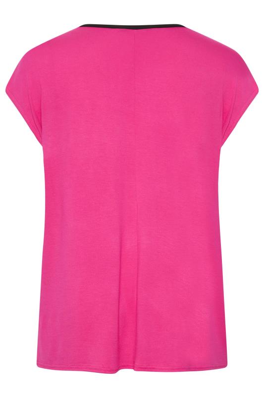 LIMITED COLLECTION Plus Size Hot Pink Leopard Print Colour Block T-Shirt | Yours Clothing 7