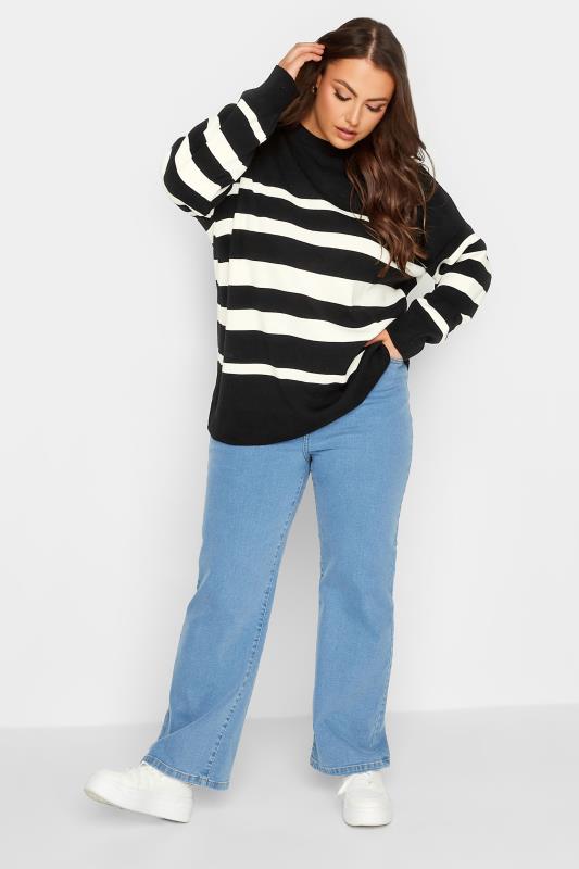 YOURS Plus Size Black Stripe Boxy Jumper | Yours Clothing 2