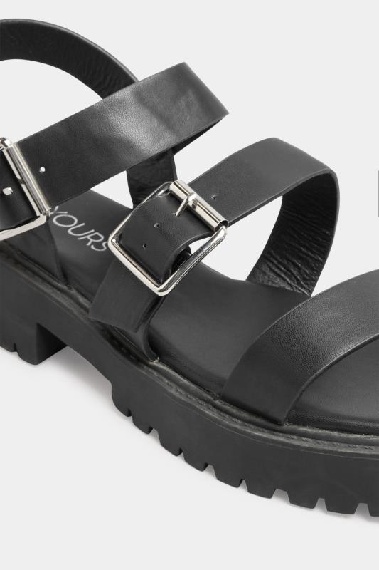 Black Chunky Buckle Sandals in Extra Wide EEE Fit 5