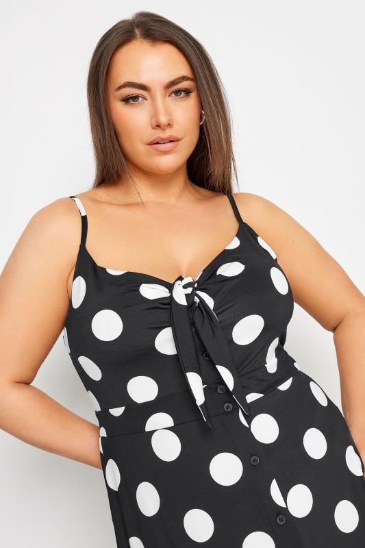 YOURS Plus Size Black Dot Print Maxi Dress | Yours Clothing 4
