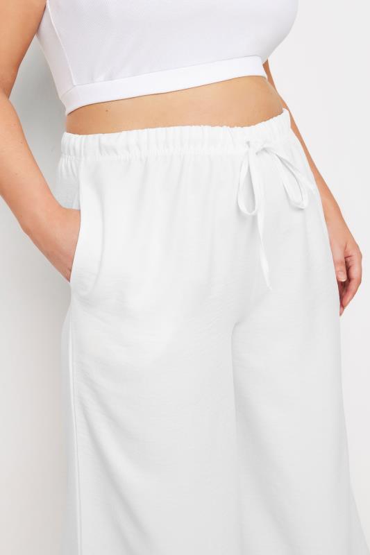 YOURS Plus Size White Linen Look Cropped Trousers | Yours Clothing 4