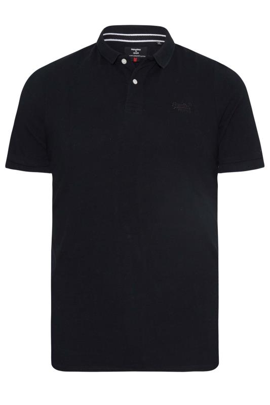 Plus Size  SUPERDRY Big & Tall Black Pique Polo Shirt
