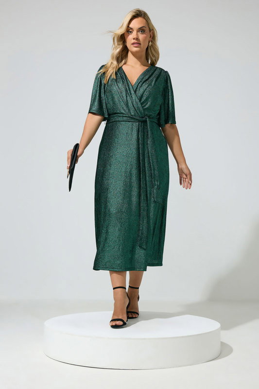 green metallic wrap dress Yours London Women's Plus Size Size 18 Maxi dress