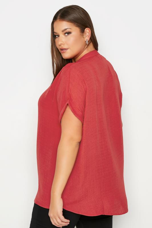 Plus Size Red Button Placket Shirt | Yours Clothing 3