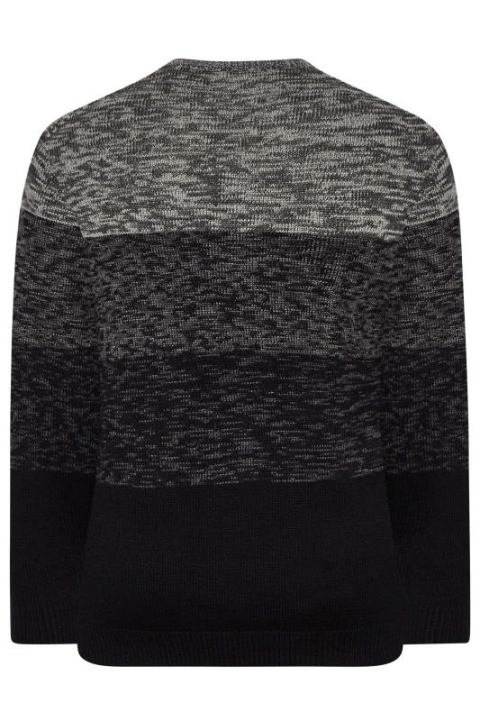 BadRhino Big & Tall Grey Colour Block Cable Knitted Jumper 4