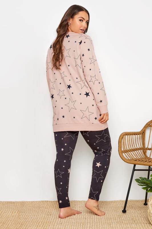 Plus Size Pink Star Print Leggings Lounge Set | Yours Clothing 3