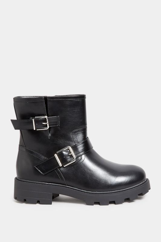 Black Buckle Biker Boot In Wide E Fit & Extra Wide EEE Fit | Yours Clothing 3