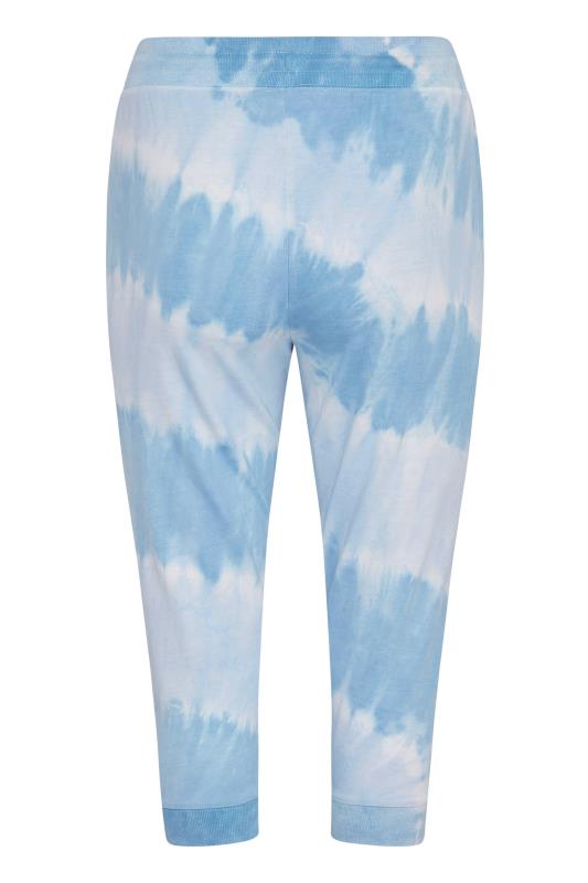 Plus Size Blue Tie Dye Cropped Joggers | Yours Clothing  6