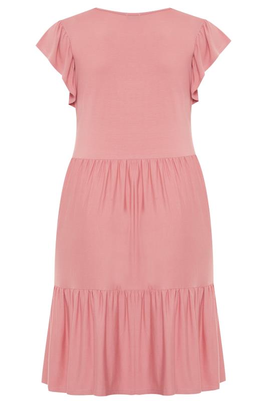 Dusty Pink Tiered Smock Dress | Yours Clothing