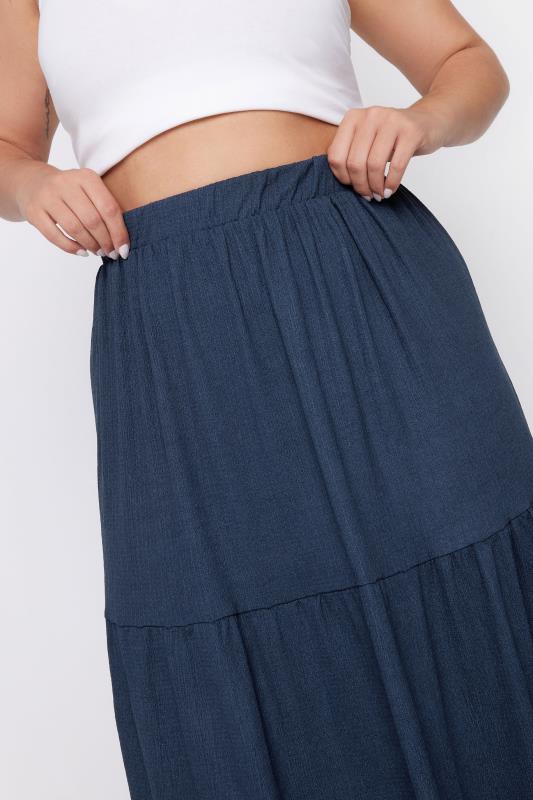 YOURS Plus Size Navy Blue Textured Maxi Skirt | Yours Clothing 4