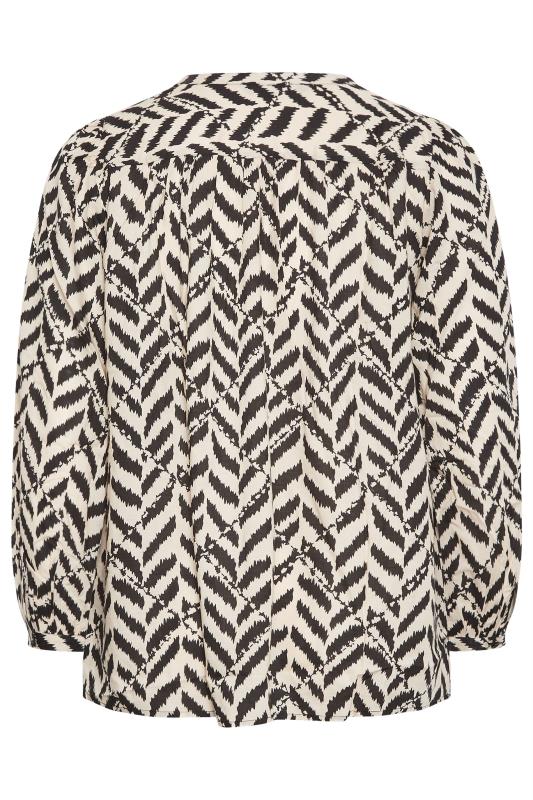 YOURS Plus Size Natural White Zig Zag Print Blouse | Yours Clothing 7