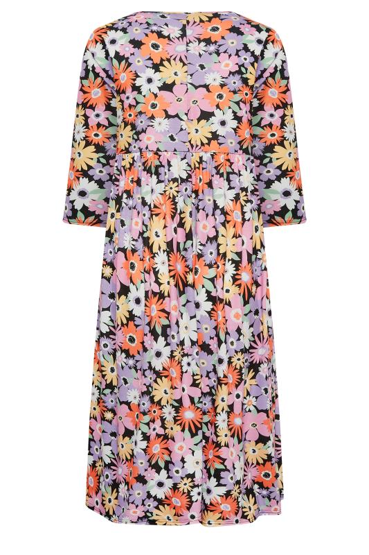 YOURS Curve Plus Size Black Floral Smock Dress | Yours Clothing  7