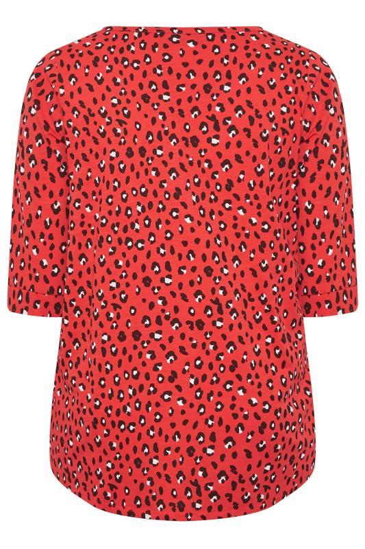 Abundantly Bestået Afledning YOURS Plus Size Red Leopard Print Henley T-Shirt | Yours Clothing