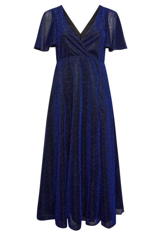 YOURS LONDON Plus Size Dark Blue Glitter Angel Sleeve Maxi Dress | Yours Clothing 5