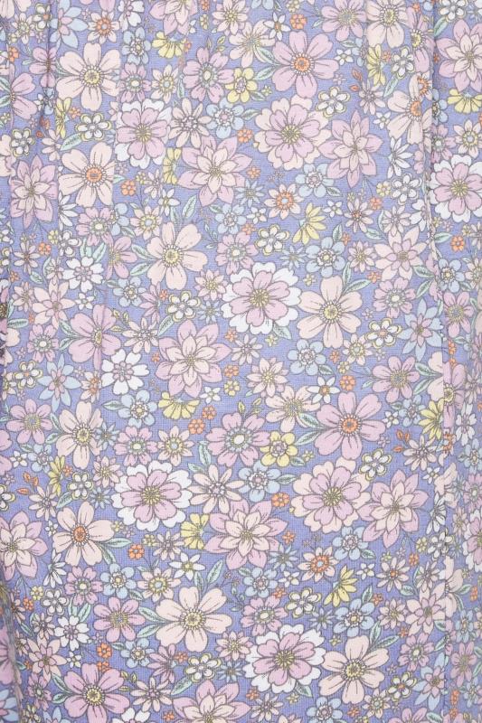 YOURS Plus Size Purple Retro Floral Print Pyjama Set | Yours Clothing 4